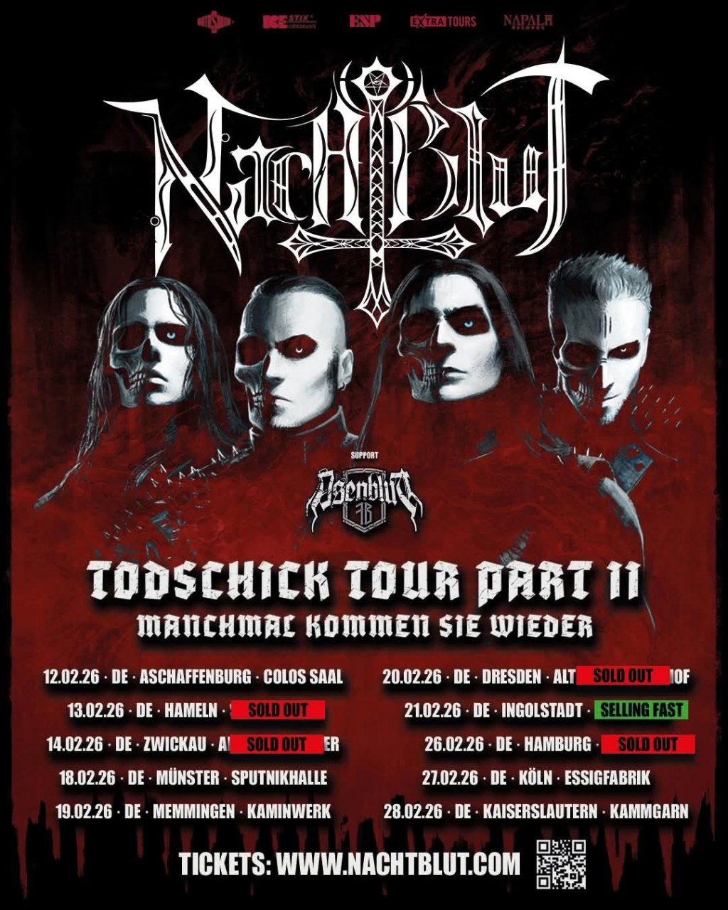 Nachtblut und Asenblut auf der Todschick Tour Part II am 28. Februar 2026 im Kammgarn Kaiserslautern